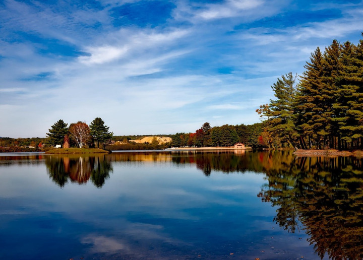 Connecticut lake autumn Lake Pocotopaug